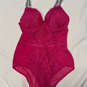 Juicy Couture Fuchsia Lace Bodysuit:Size Medium